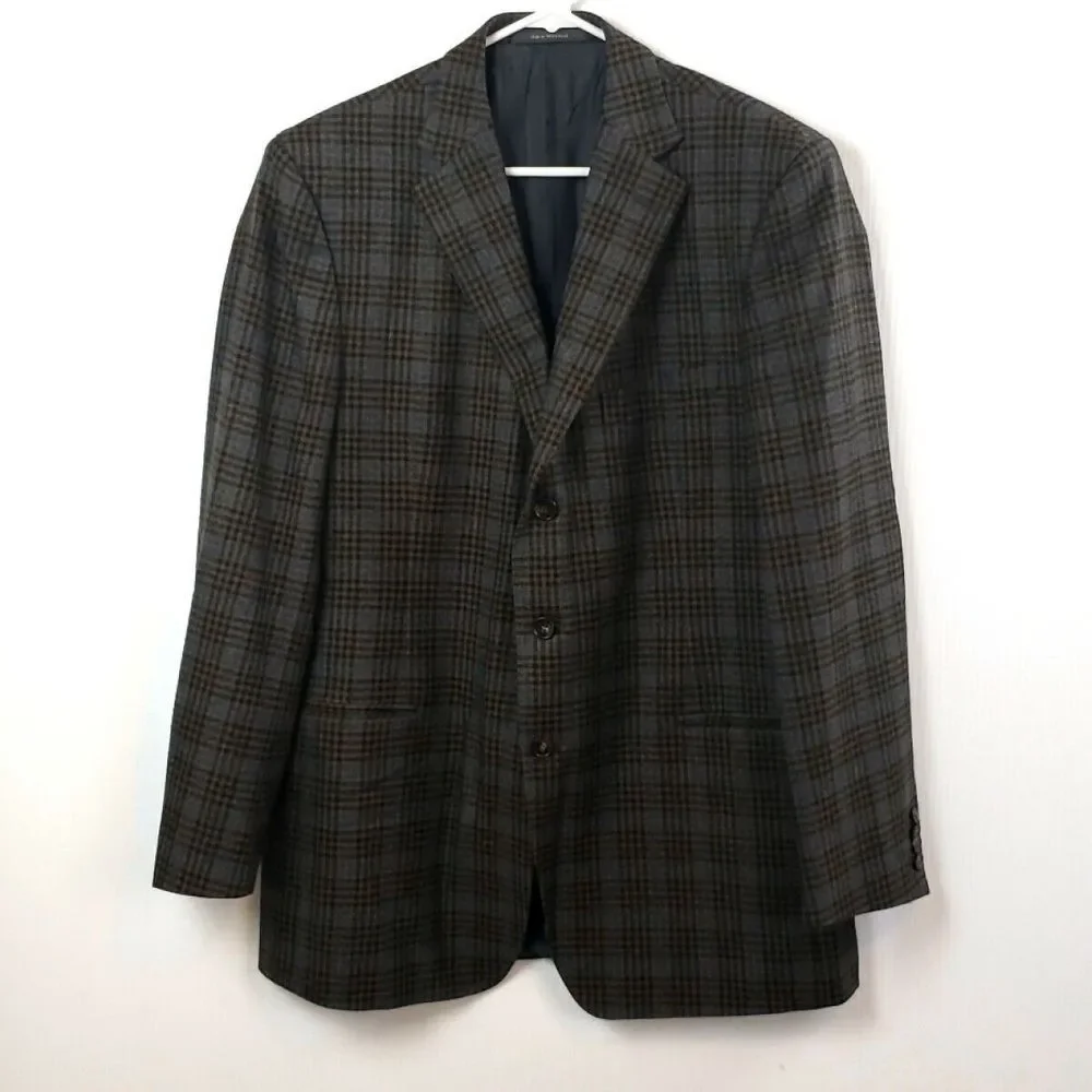 Ermenegildo Zegna Neiman Marcus Wool Plaid Blazer Men’s 44R Switzerland